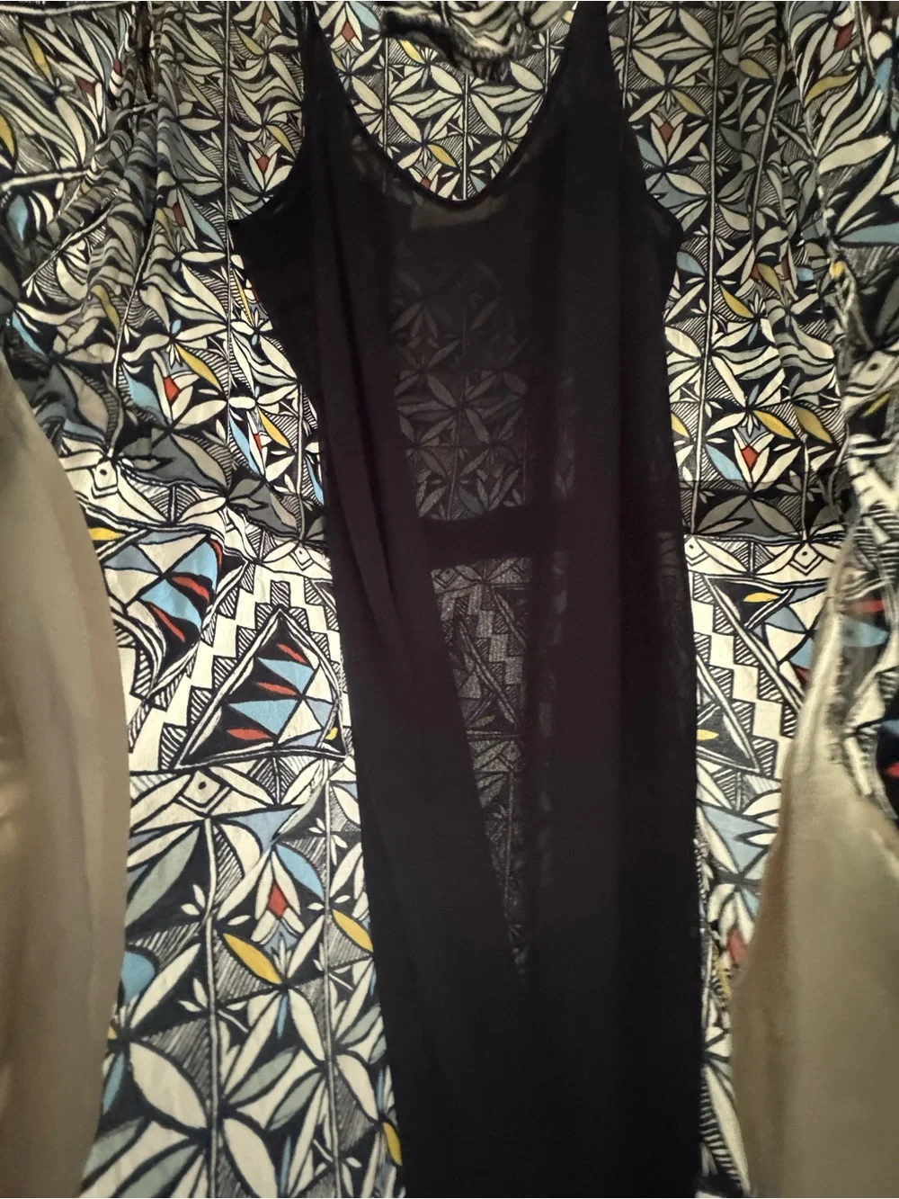 Tory Burch Navy and Light Blue Geometric Button-Front Tunic